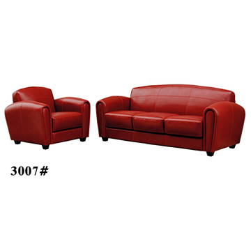 Red leather sofa 